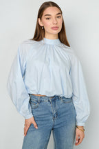Gimme Cotton Woven Casual Long Sleeve Tops