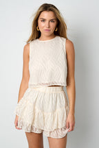 Elegant Botanical Sleeveless Top for Spring/Summer