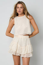 Elegant Spring/Summer Woven Pantskirt - Green, Black, Off-White